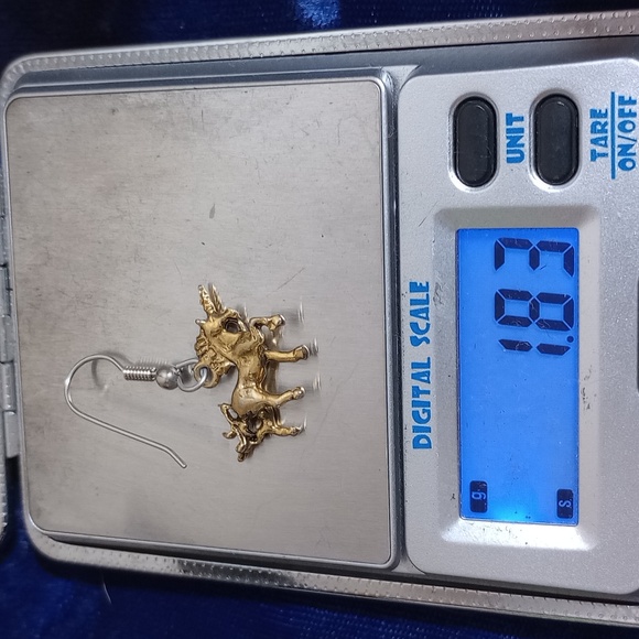 Goldtone Unicorn Dangle Earrings - Picture 8 of 11